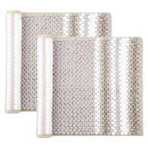 Chenille Bathroom Rug Set of 2 17"x24" Bone and White